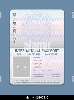 Vektordarstellung der Vorlage für offenen Reisepass. Dokument für Reisekonzept, Passmuster. Stock Vektor