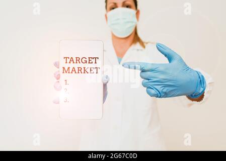 Handschriftschild Zielmarkt. Business Showcase spezifische Kunden, denen ein Unternehmen seine Marketing-Demonstration Medical Techology Presenting anstrebt Stockfoto