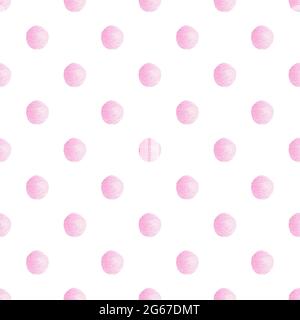 Aquarell rosa Süßigkeiten Tropfen nahtloses Muster. Handbemaltes Digitalpapier. Grafiken für Tapeten, diy-Projekte, Scrapbooking, Stoffe, Textil. Stockfoto