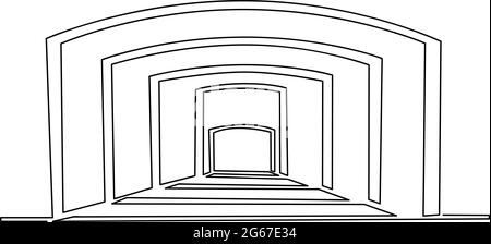 Einzellinie Zeichnung eines Bogens - Vektorgrafik Stock Vektor