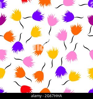 Abstract Floral Design Konzept der indischen Volkskunst isoliert auf weißem Hintergrund ist in Nahtloses Muster Stock Vektor