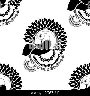 Schönes Pfau Design-Konzept mit Federn isoliert auf weißem Hintergrund ist in Nahtloses Muster Stock Vektor