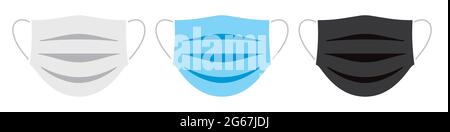 Vector set of medical face mask icons in different colors. Stock Vektor