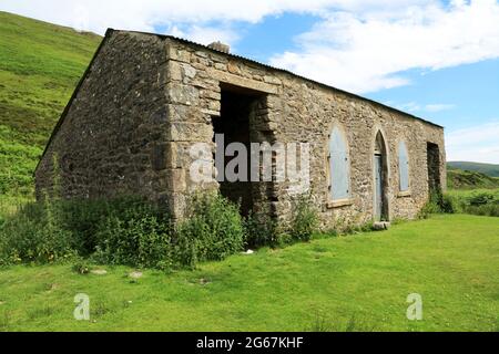 Ruinen von Langden Castle in Langden Brook, Sykes, Forest of Bowland AONB, Lancashire, England, Vereinigtes Königreich Stockfoto