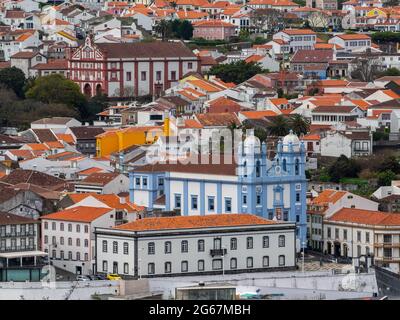 Allgemeine Ansicht der Innenstadt von Angra do Heroismo, Terceira Island Stockfoto