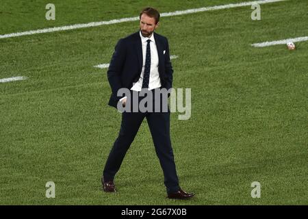 Roma, Italien. Juli 2021. Gareth Southgate Trainer von England während der UEFA Euro 2020 Runde des Fußballspiels 8 zwischen der Ukraine und England im stadio Olimpico in Roma, 3. Juli 2021. Foto Antonietta Baldassarre/Insidefoto Kredit: Insidefoto srl/Alamy Live News Stockfoto