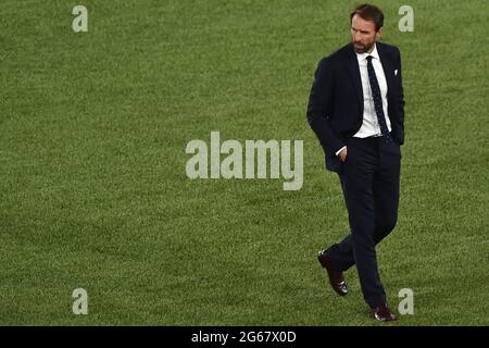 Roma, Italien. Juli 2021. Gareth Southgate Trainer von England während der UEFA Euro 2020 Runde des Fußballspiels 8 zwischen der Ukraine und England im stadio Olimpico in Roma, 3. Juli 2021. Foto Antonietta Baldassarre/Insidefoto Kredit: Insidefoto srl/Alamy Live News Stockfoto