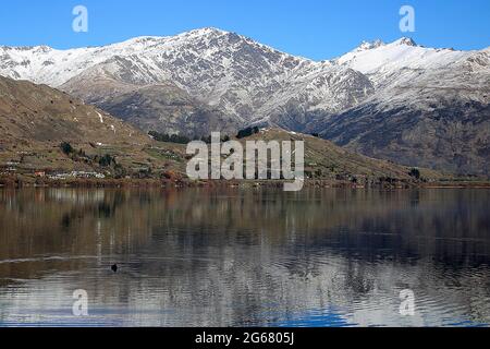 Winterlandschaft am Lake Hayes, Otago, Neuseeland Stockfoto