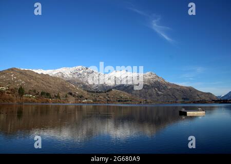 Winterlandschaft am Lake Hayes, Otago, Neuseeland Stockfoto