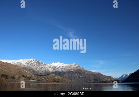 Winterlandschaft am Lake Hayes, Otago, Neuseeland Stockfoto