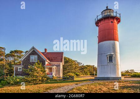 Nauset Light in der Cape Cod National Seashore in Eastham, Massachusetts Stockfoto