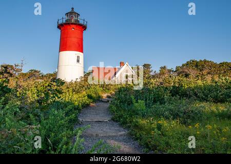 Nauset Light in der Cape Cod National Seashore in Eastham, Massachusetts Stockfoto