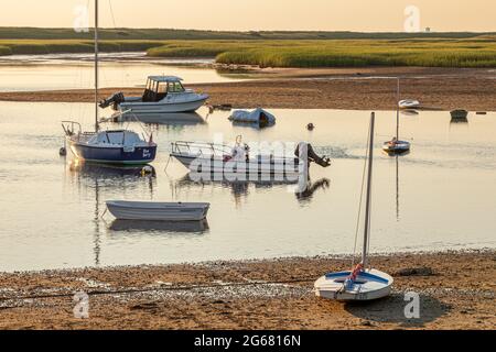 Die Boote vertäuten im Hafen von Pamet in Truro, Massachusetts Stockfoto