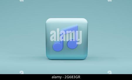 Musiknoten, Lied, Melodiesymbol auf quadratischer Form, 3d-Rendering Stockfoto