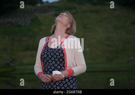 Schauspielerin Corinna Harfuch vor der Vorführung ihres Films das MÄDCHEN mit DEN GOLDENEN HÄNDEN im Kino am Olympiasee in München Stockfoto