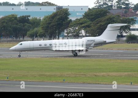 N108NY, ein Gulfstream G-V im Besitz von Rex Asset Management, am Prestwick International Airport in Ayrshire, Schottland. Stockfoto