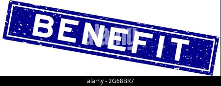 Grunge blau Benefit Wort quadratische Gummidichtung Stempel auf weißem Hintergrund Stock Vektor