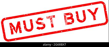 Grunge rot muss Wort quadratische Gummidichtung Stempel auf weißem Hintergrund kaufen Stock Vektor