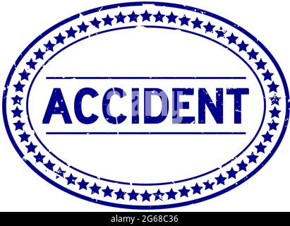 Grunge blau Unfall Wort oval Gummi Siegel Stempel auf weißem Hintergrund Stock Vektor