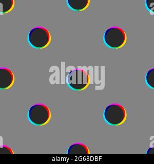 Nahtloses CMCMMK-Muster mit Kreisen. Farbiger CMY-Hintergrund. Vektorgrafik Stock Vektor