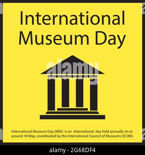Der Internationale Museumstag (IMD) ist ein internationaler Tag, der jährlich am oder um den 18. Mai stattfindet und vom Internationalen Museumsrat (ICOM) koordiniert wird. Stock Vektor