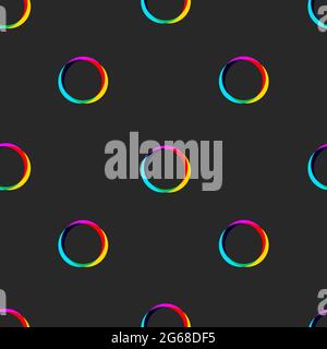 Nahtloses CMCMMK-Muster mit Kreisen. Farbiger CMY-Hintergrund. Vektorgrafik Stock Vektor