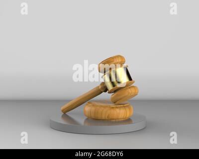 3d-Rendering-Gavel-Richter auf grauem Hintergrund Stockfoto