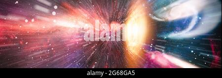 Panorama-Ansicht Warp Space , Abstrakt von Warp oder Hyperspace Bewegung Stern Spur. Elemente dieses Bildes, die von der NASA eingerichtet wurden Stockfoto