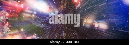 Panorama-Ansicht Warp Space , Abstrakt von Warp oder Hyperspace Bewegung Stern Spur. Elemente dieses Bildes, die von der NASA eingerichtet wurden Stockfoto