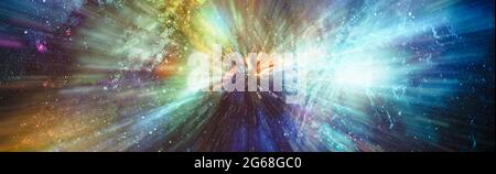 Panorama-Ansicht Warp Space , Abstrakt von Warp oder Hyperspace Bewegung Stern Spur. Elemente dieses Bildes, die von der NASA eingerichtet wurden Stockfoto