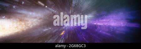 Panorama-Ansicht Warp Space , Abstrakt von Warp oder Hyperspace Bewegung Stern Spur. Elemente dieses Bildes, die von der NASA eingerichtet wurden Stockfoto
