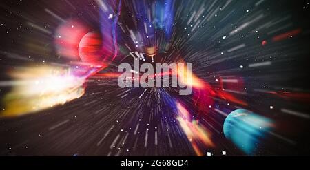 Panorama-Ansicht Warp Space , Abstrakt von Warp oder Hyperspace Bewegung Stern Spur. Elemente dieses Bildes, die von der NASA eingerichtet wurden Stockfoto