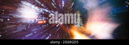 Panorama-Ansicht Warp Space , Abstrakt von Warp oder Hyperspace Bewegung Stern Spur. Elemente dieses Bildes, die von der NASA eingerichtet wurden Stockfoto