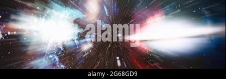 Panorama-Ansicht Warp Space , Abstrakt von Warp oder Hyperspace Bewegung Stern Spur. Elemente dieses Bildes, die von der NASA eingerichtet wurden Stockfoto