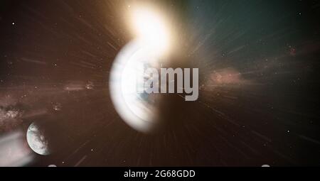 Panorama-Ansicht Warp Space , Abstrakt von Warp oder Hyperspace Bewegung Stern Spur. Elemente dieses Bildes, die von der NASA eingerichtet wurden Stockfoto