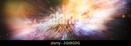Panorama-Ansicht Warp Space , Abstrakt von Warp oder Hyperspace Bewegung Stern Spur. Elemente dieses Bildes, die von der NASA eingerichtet wurden Stockfoto