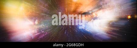 Panorama-Ansicht Warp Space , Abstrakt von Warp oder Hyperspace Bewegung Stern Spur. Elemente dieses Bildes, die von der NASA eingerichtet wurden Stockfoto