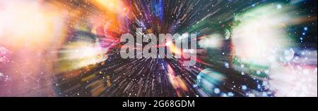 Panorama-Ansicht Warp Space , Abstrakt von Warp oder Hyperspace Bewegung Stern Spur. Elemente dieses Bildes, die von der NASA eingerichtet wurden Stockfoto