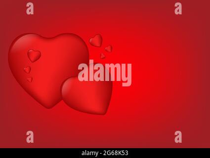 Grafiken zeichnen ein rotes Herz mit rotem Hintergrund kopieren Raum Konzept Valentinstag Stock Vektor