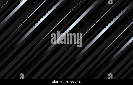 Schwarzer abstrakter Luxus gestreift 3d-Vektor-Hintergrund mit gradienten metallischen dreidimensionalen Formen. Vektorgrafik Stock Vektor