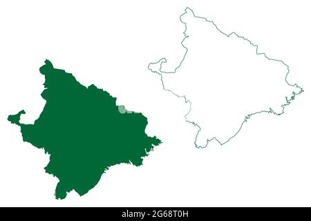 Mayurbhanj Bezirk (Odisha Staat, Republik Indien) Karte Vektor Illustration, scribble Skizze Mayurbhanj Karte Stock Vektor