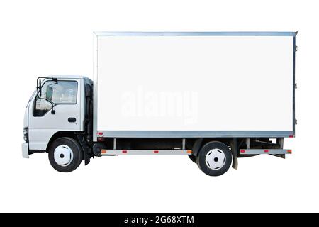 Blank weißen LKW isoliert auf einem weißen Hintergrund, LKW für Transport und Fracht verwendet Stockfoto