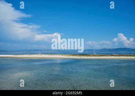 Lagune im Naturschutzgebiet Cies Islands, Nationalpark Atlantic Islands of Galicia, Spanien. Stockfoto