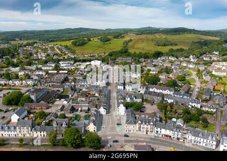 Luftaufnahme von der Drohne von Lochgilphead in Argyll & Bute, Schottland, Großbritannien Stockfoto