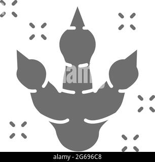 Vektor-Dinosaurier-Fußabdruck, prähistorische Zeit graues Symbol. Stock Vektor