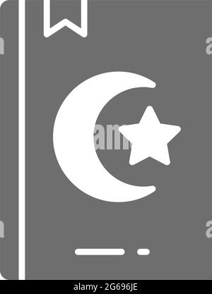 Koran, Koran, heiliges Buch für muslime graue Ikone. Stock Vektor