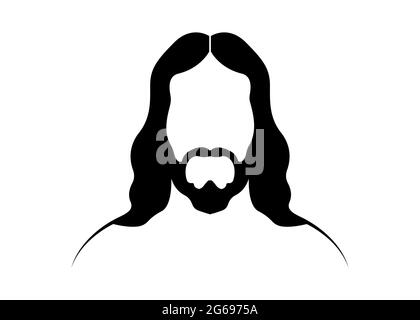 Jesus Christus, Grafik Porträt Vektor schwarz Silhouette isoliert auf weißem Hintergrund Stock Vektor