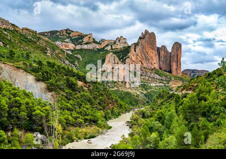 Mallos de Riglos in Huesca, Spanien Stockfoto