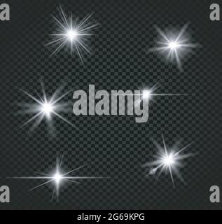 Weiß glühend transparent Lichteffekt Objektiv Flare Big Set Design Stock Vektor