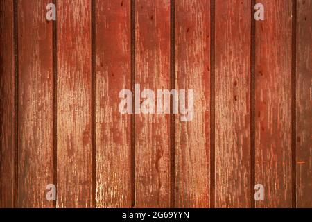 Alte rustikale rot bemalte Holzplanken Wand Hintergrund oder Textur Stockfoto